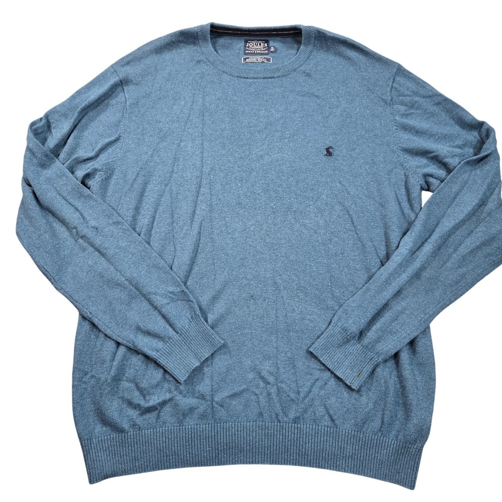 Joules Sweater Mens XL Teal Blue Merino Wool Crewneck Lightweight Knit Pullover